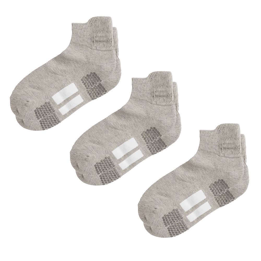 ネット限定3足セット【シニア向け】足底パイルゆったり靴下 GQY751 モクグレー