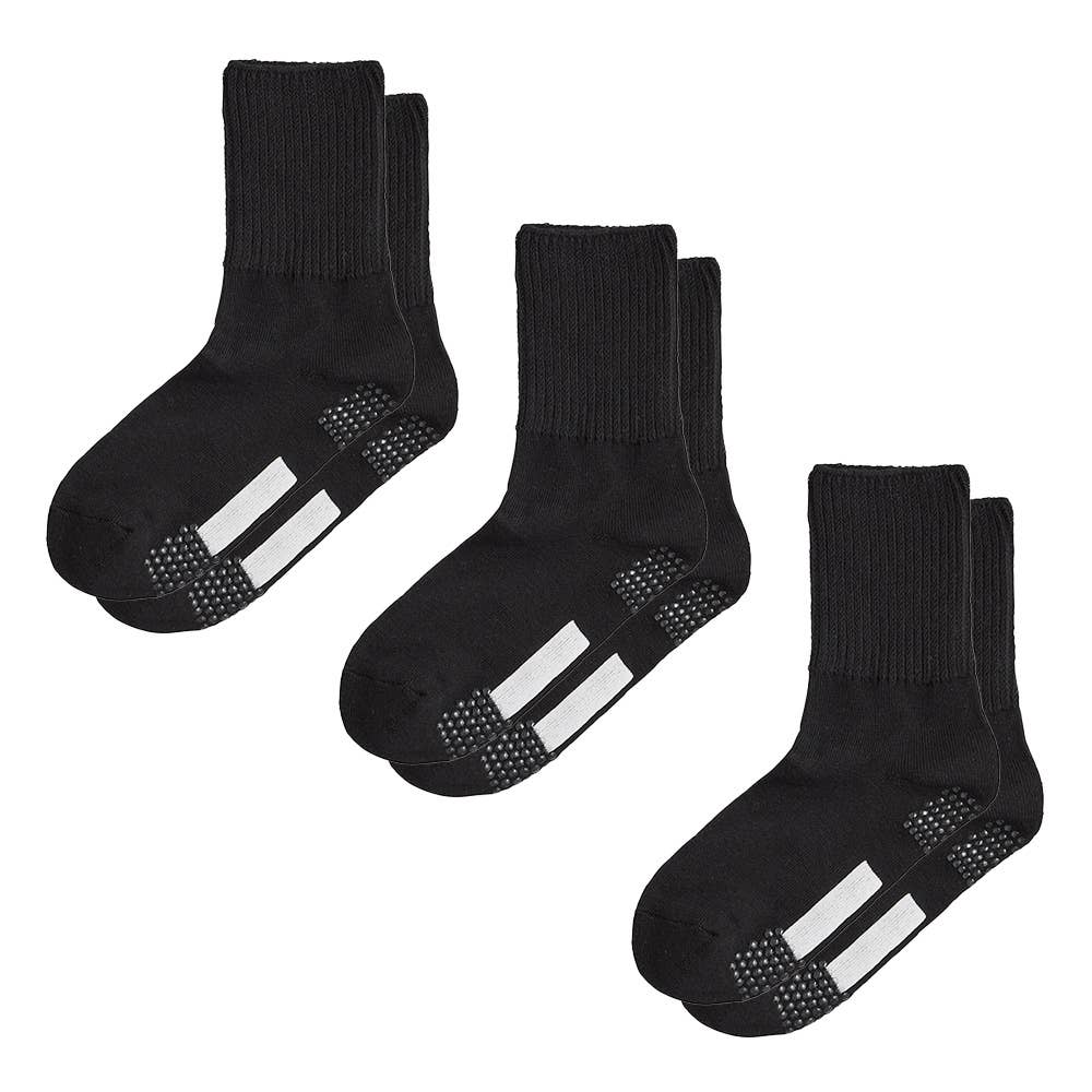 ネット限定3足セット【シニア向け】ゆったりリブ柄靴下 GQY754 ブラック