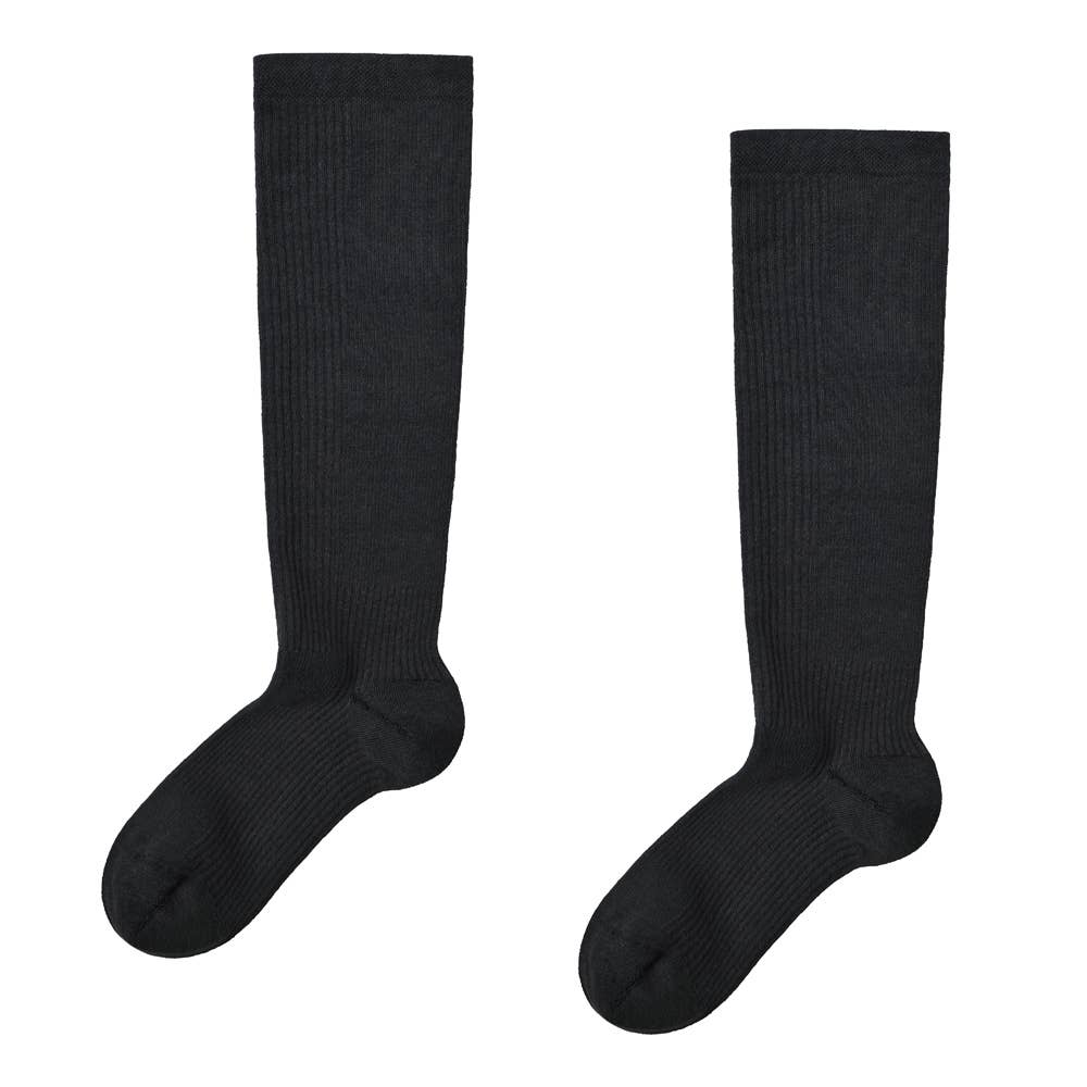 【Fitte】綿シルクソックス ひざ下丈(ハイソックス) KLZ502 ブラック