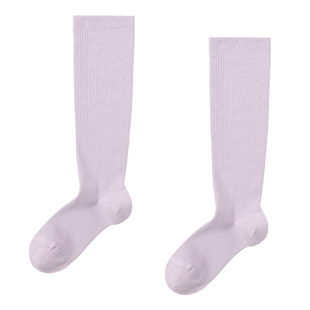 【Fitte】綿シルクソックス ひざ下丈(ハイソックス) KLZ502 ペイルラベンダー