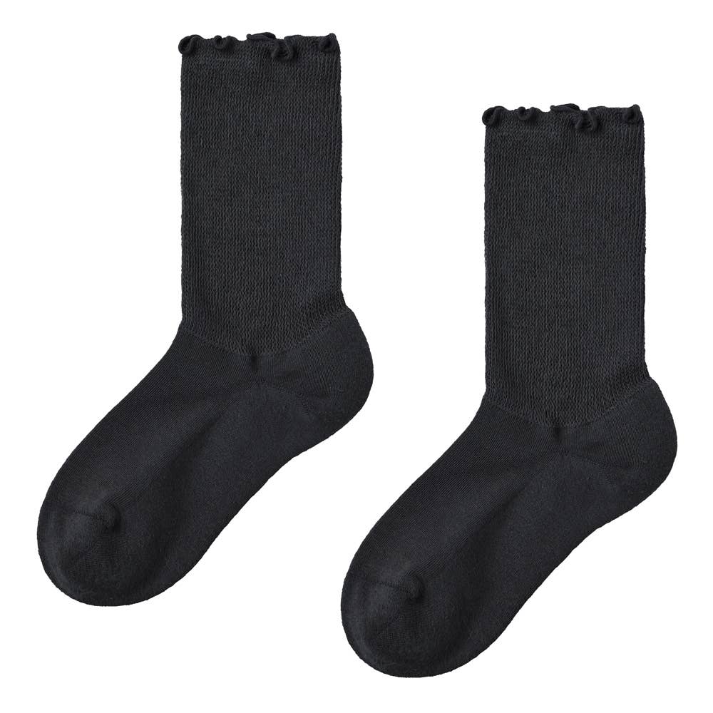 【Fitte】綿混パイルソックス クルー丈 KLZ503 ブラック