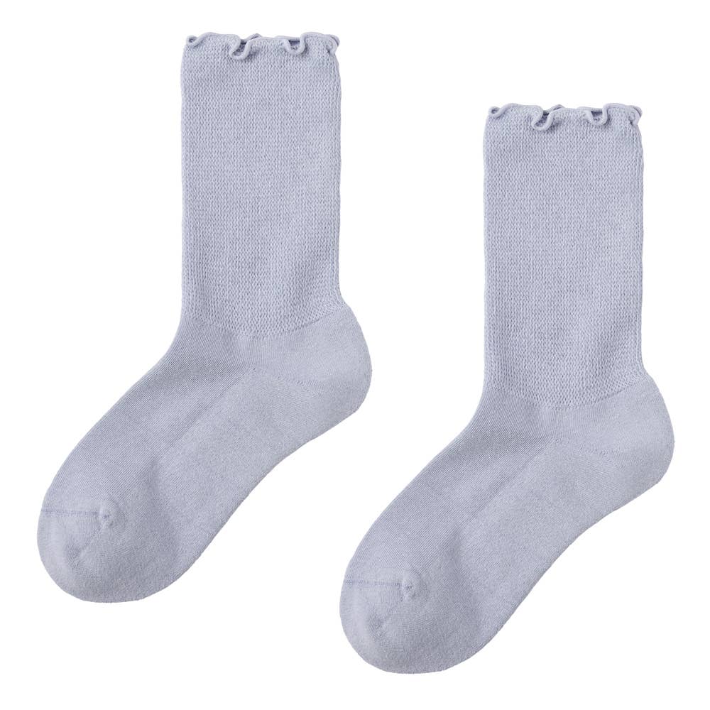 【Fitte】綿混パイルソックス クルー丈 KLZ503 ブルーグレー
