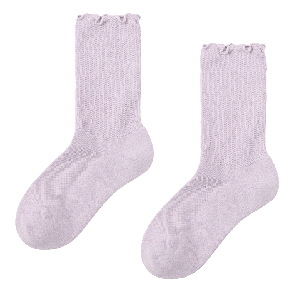 【Fitte】綿混パイルソックス クルー丈 KLZ503 ペイルラベンダー