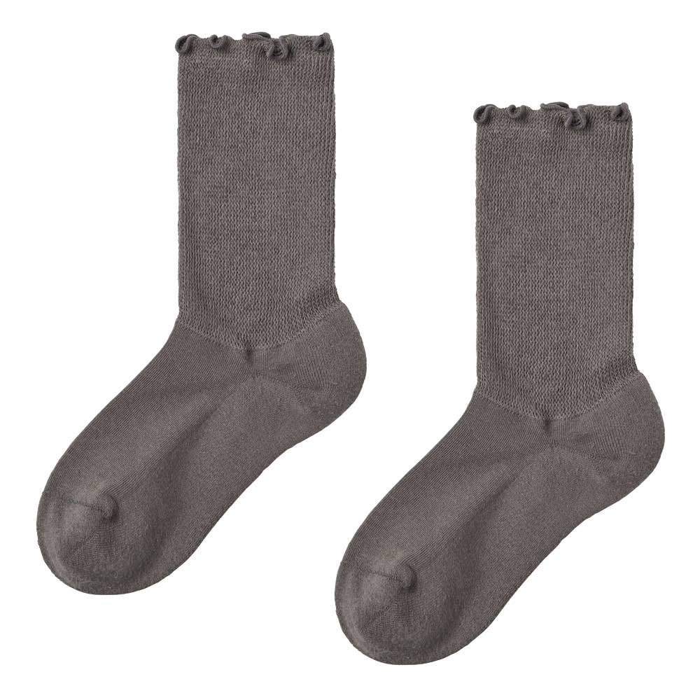 【Fitte】綿混パイルソックス クルー丈 KLZ503 チャコールグレー