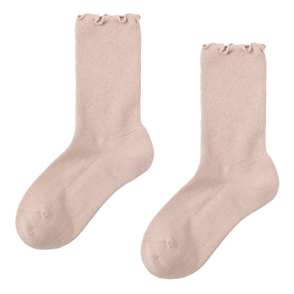 【Fitte】綿混パイルソックス クルー丈 KLZ503 ベージュ