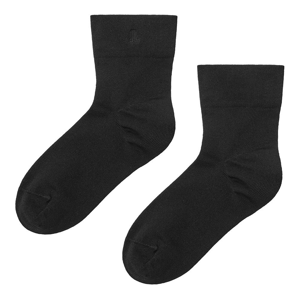 【綿混】 履きくちゆったりクルー丈ソックス LA2210 ブラック