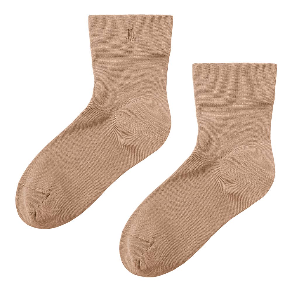 【綿混】 履きくちゆったりクルー丈ソックス LA2210 キャメル