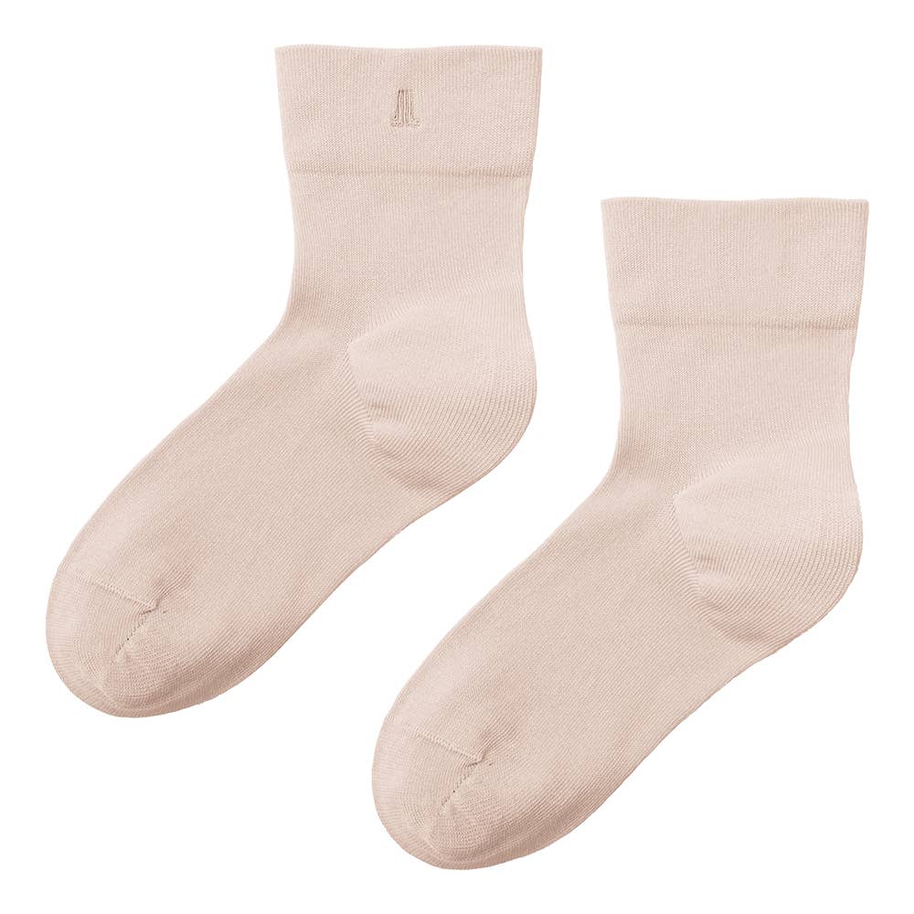 【綿混】 履きくちゆったりクルー丈ソックス LA2210 クリアベージュ