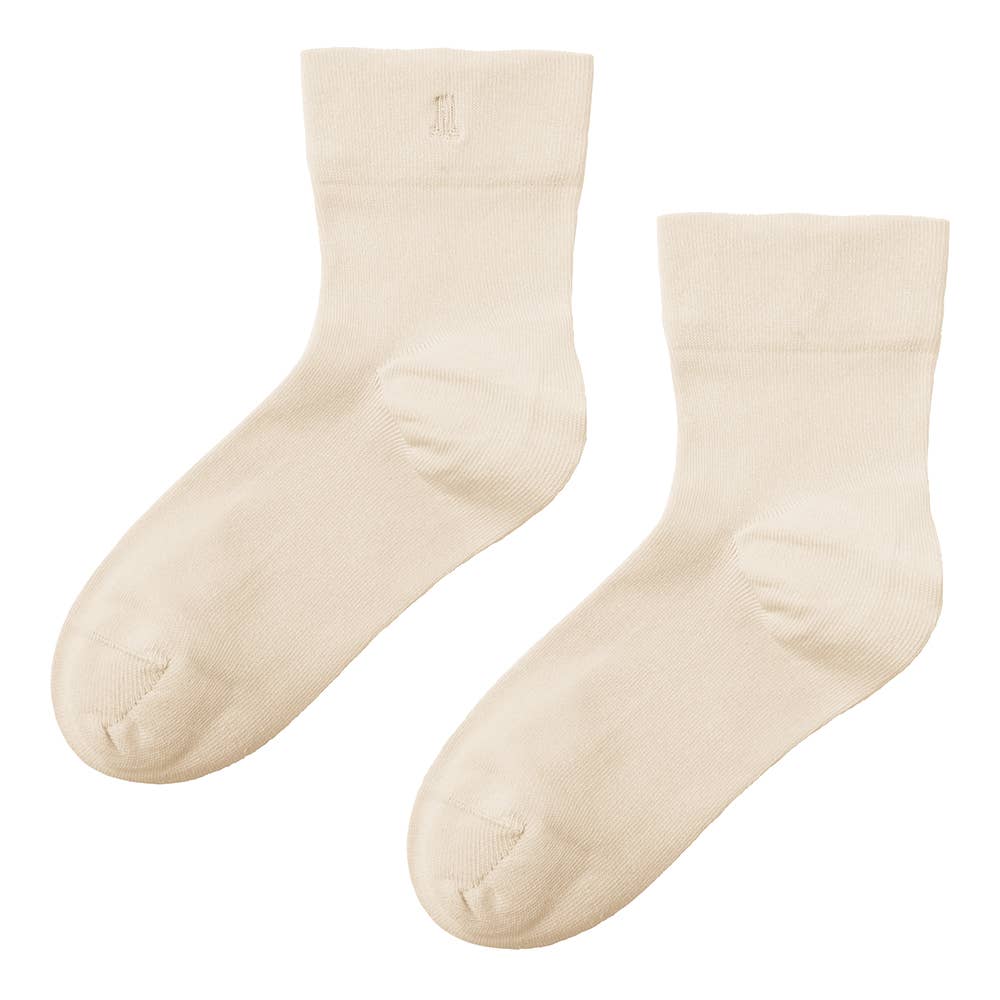 【綿混】 履きくちゆったりクルー丈ソックス LA2210 アイボリー