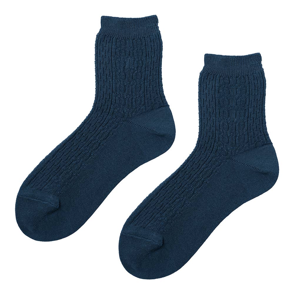 【綿混】ダイヤ柄クルー丈ソックス LA2501 テツコン