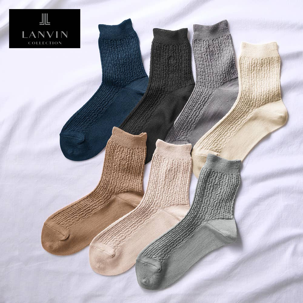 【綿混】ダイヤ柄クルー丈ソックス