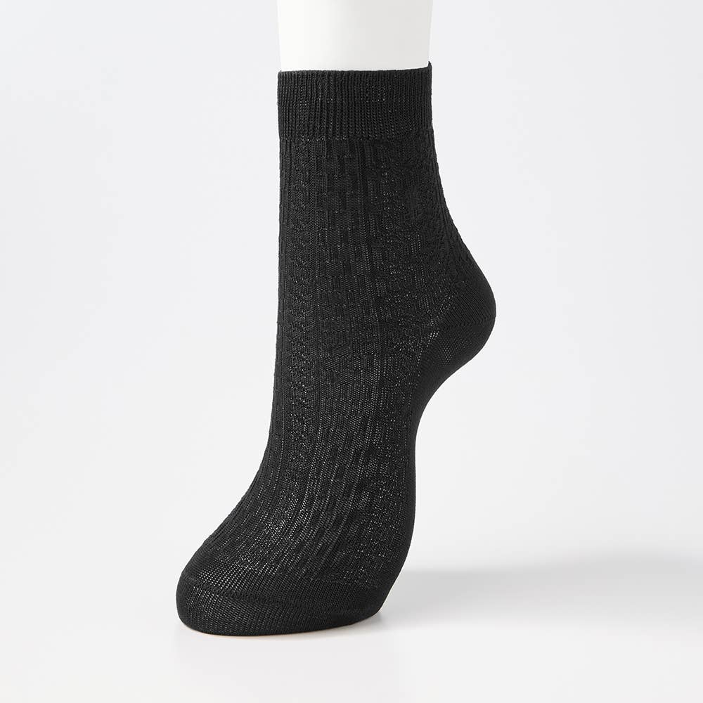 【綿混】ダイヤ柄クルー丈ソックス LA2501 E1