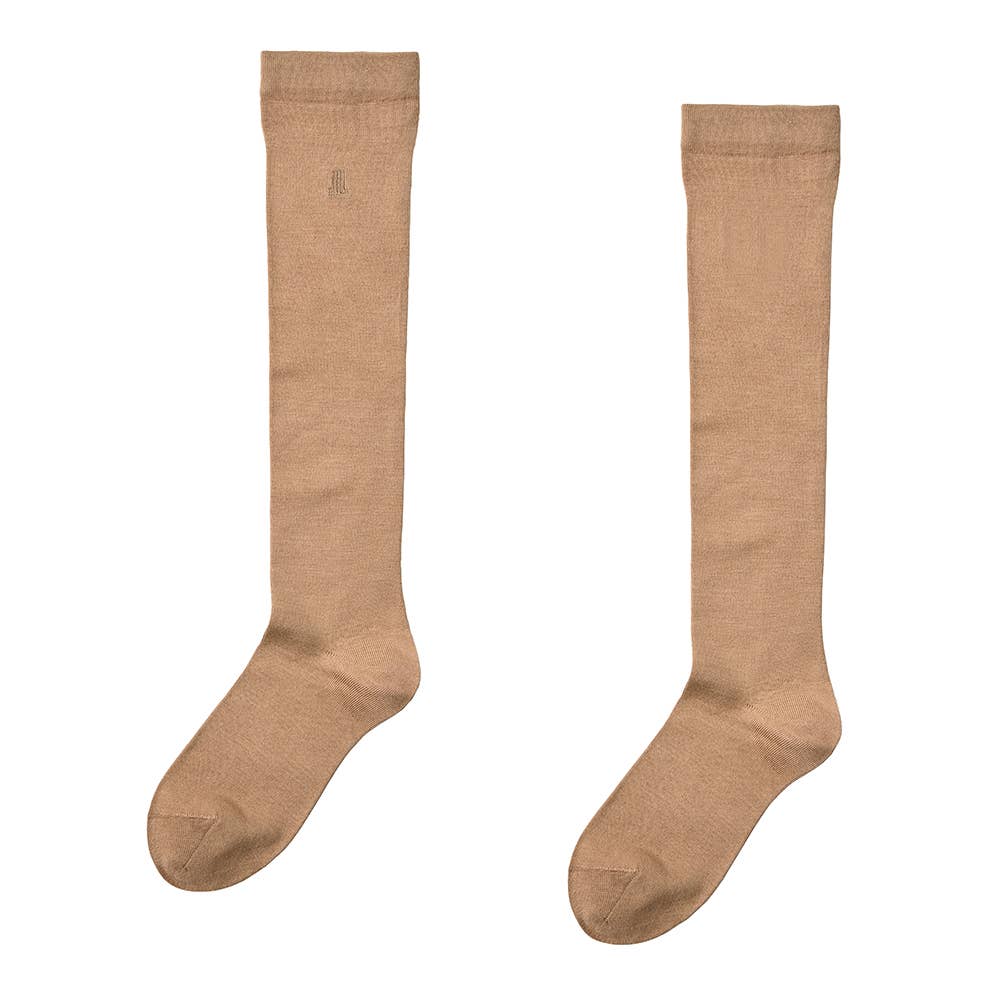 【シルク混】履きくちゆったりハイソックス LA2587 ダークベージュ