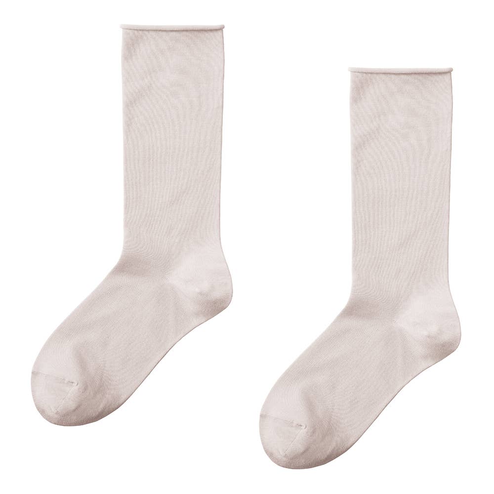 【シルク混】履きくちゆったりクルー丈ソックス LA2593 ベージュ