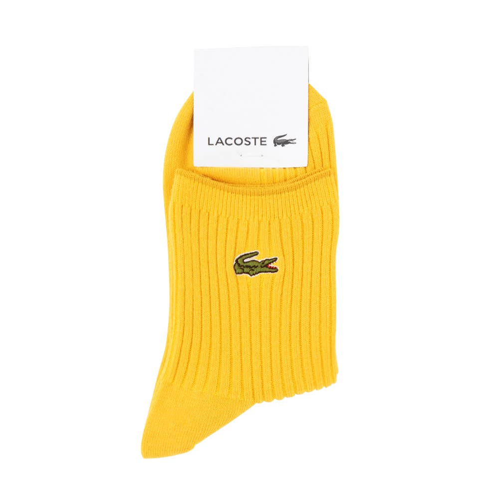【綿混】リブ柄靴下 LTR601 イエロー