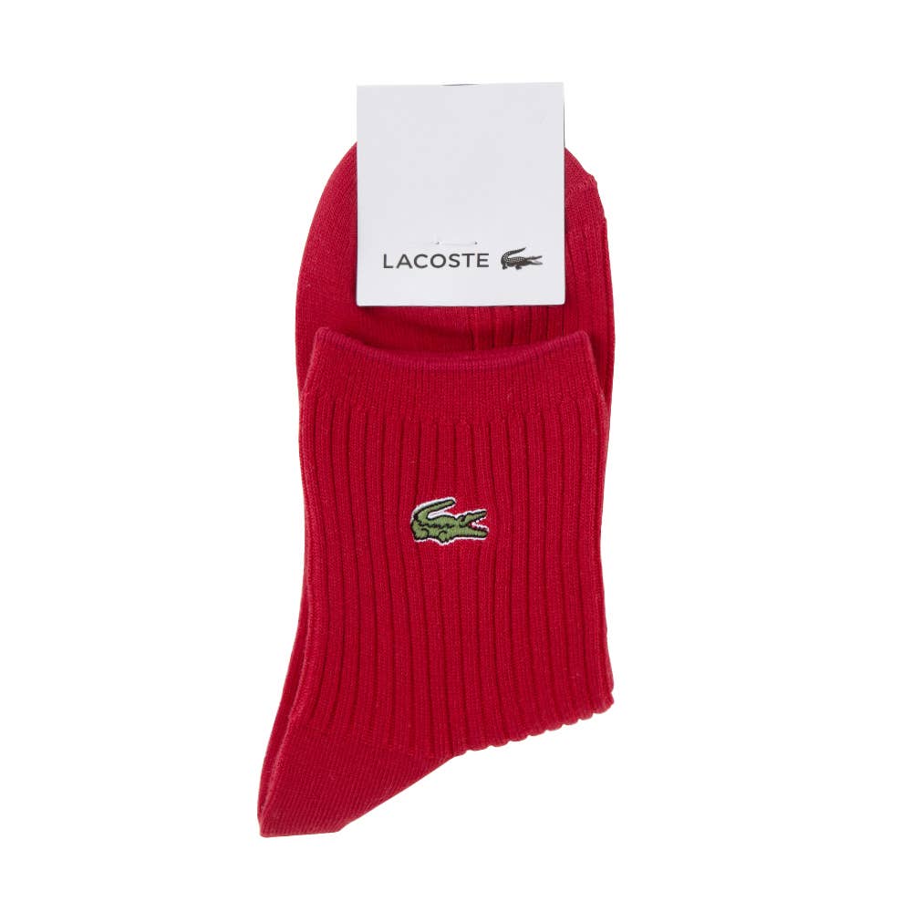 【綿混】リブ柄靴下 LTR601 レッド