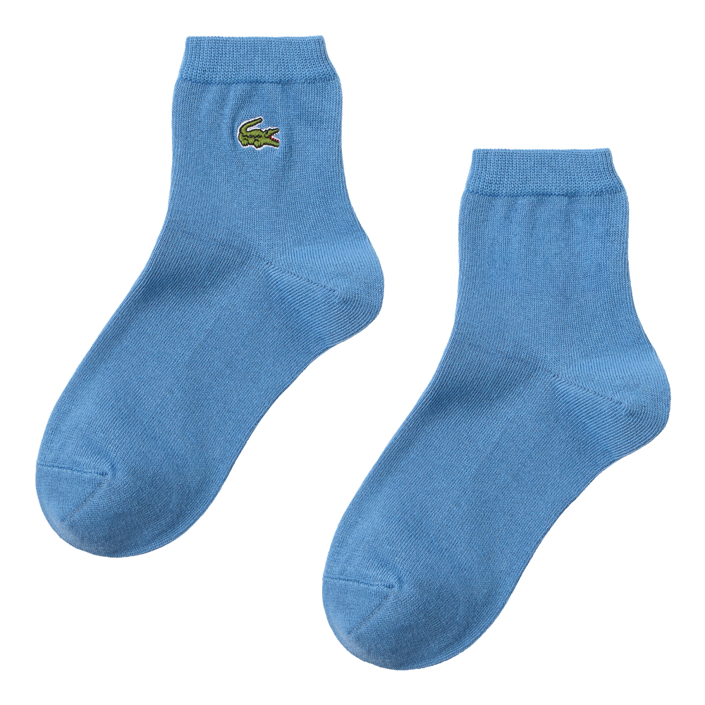 【綿混】ロゴ刺繍ソックス クルー丈 LTZ602 スモークブルー