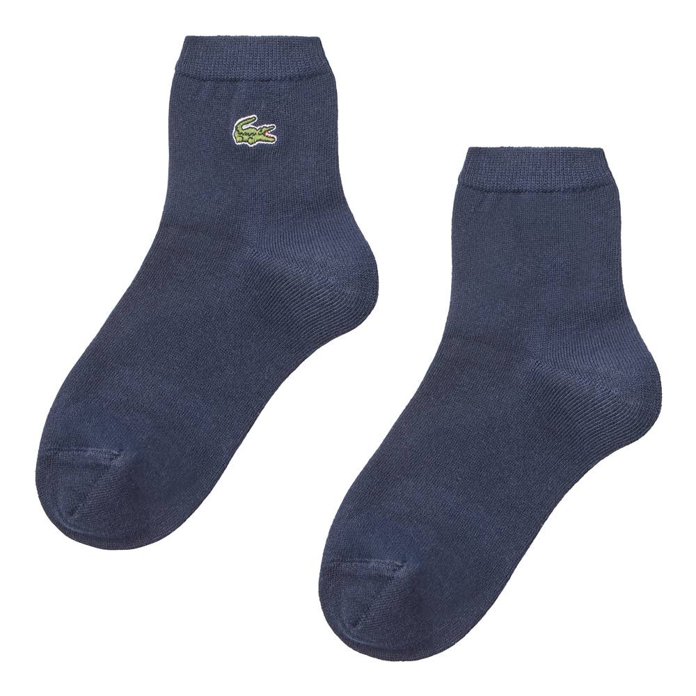 【綿混】ロゴ刺繍ソックス クルー丈 LTZ602 ネービー