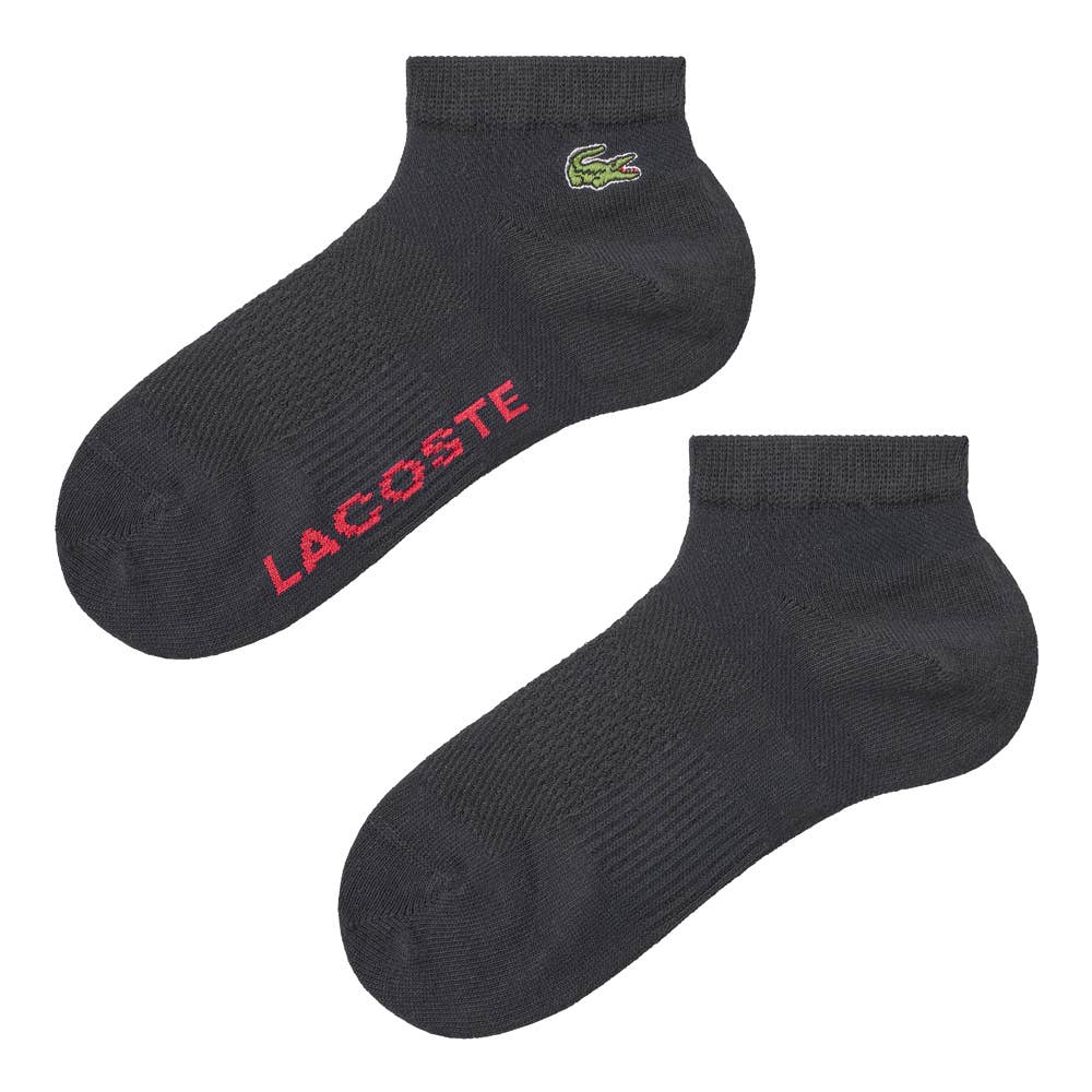 【綿混】ロゴ刺繍ソックス スニーカー丈 LTZ604 ブラック