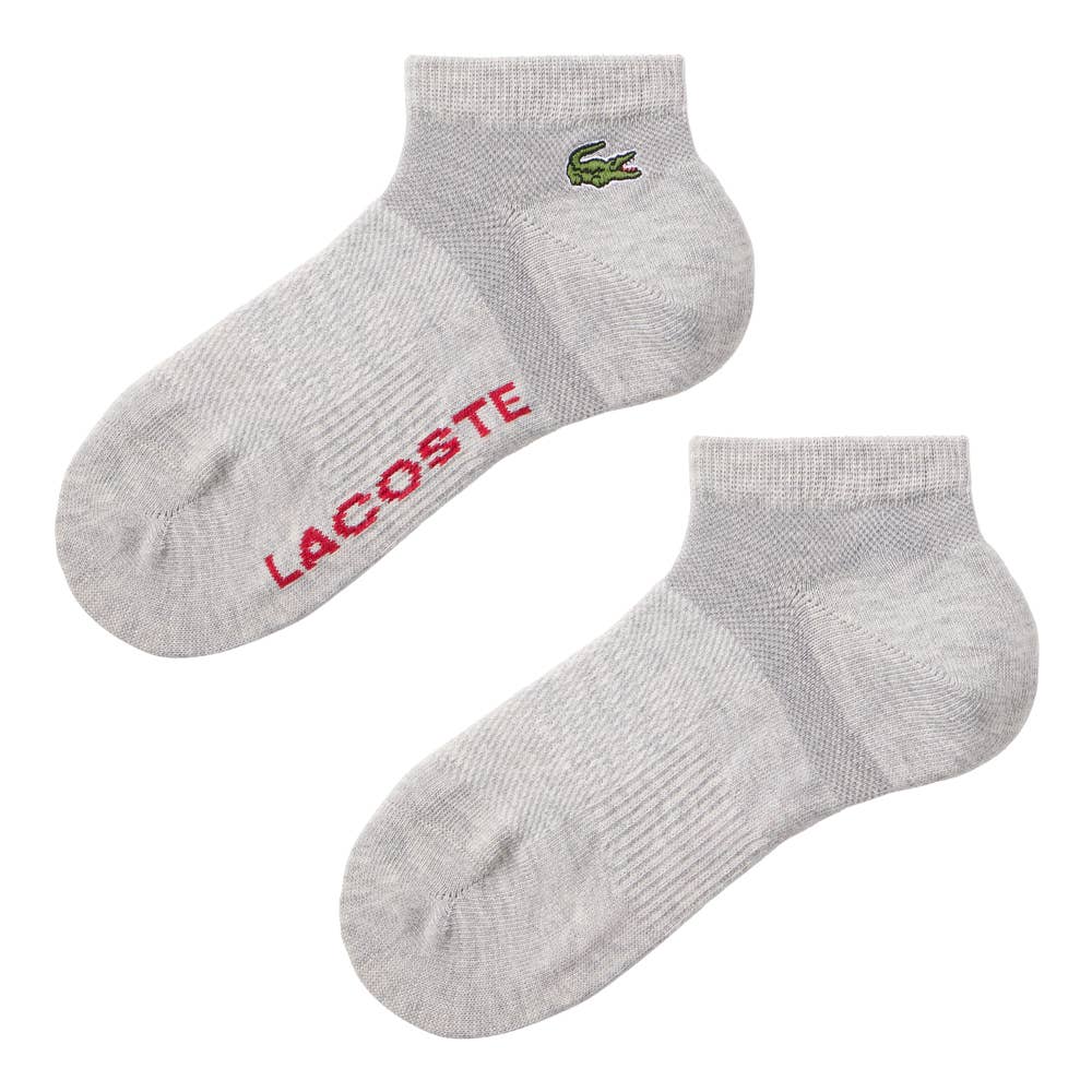 【綿混】ロゴ刺繍ソックス スニーカー丈 LTZ604 ミディアムグレー