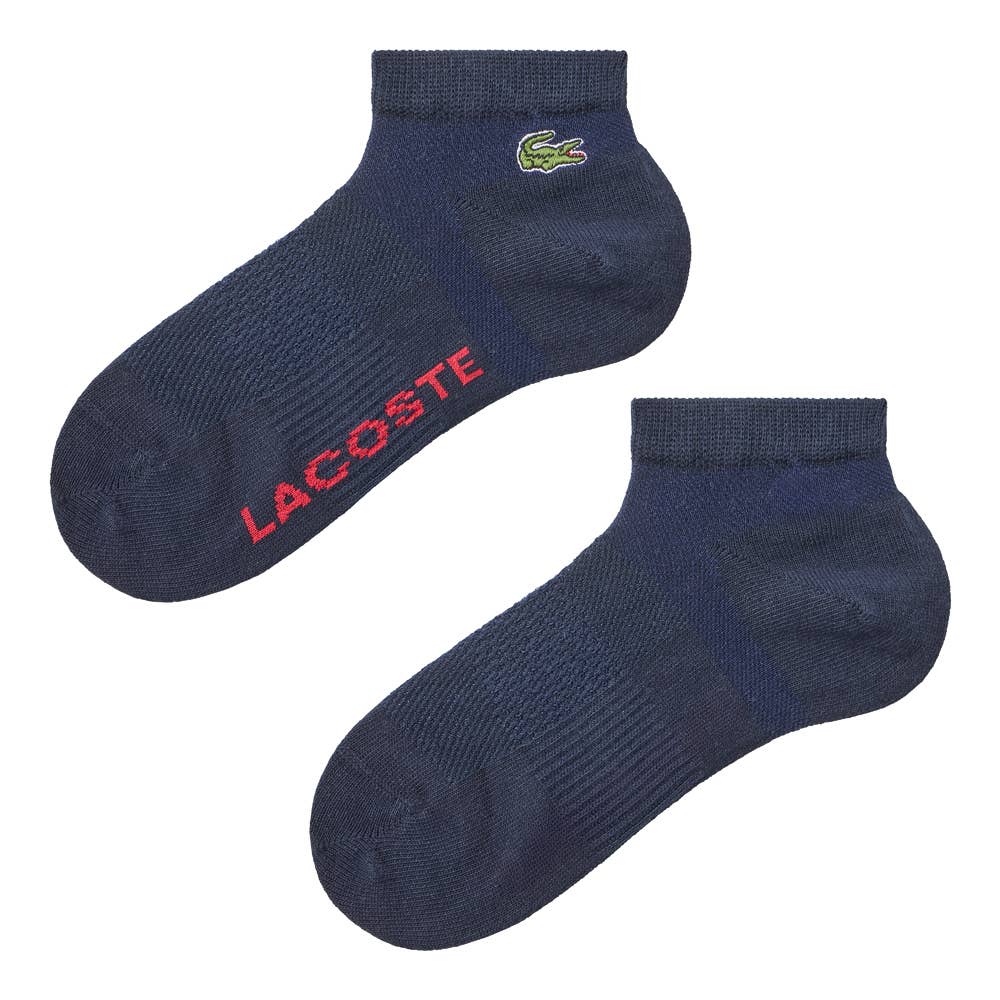 【綿混】ロゴ刺繍ソックス スニーカー丈 LTZ604 ネービー