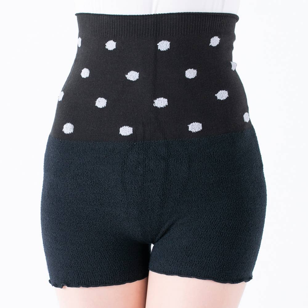 腹巻付オンパンツ1分丈（ふわふわタッチ）【SALE】 PAL552 ブラック