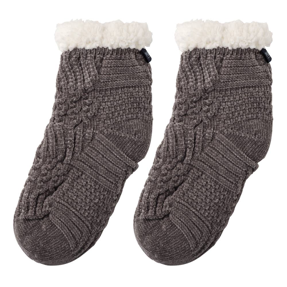 【裏ボア】リンクス柄ルームソックス PBU152 グレー