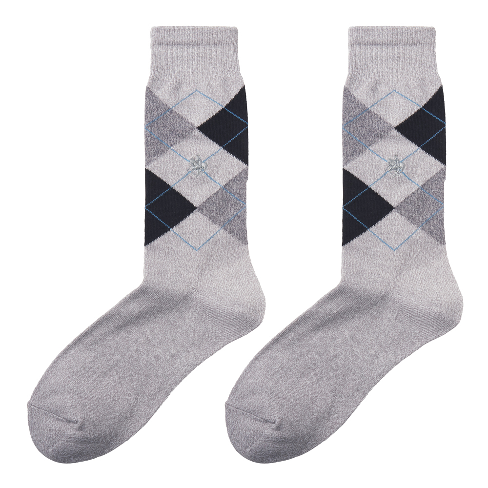 【綿混消臭】ビジカジソックス　アーガイル柄【よりどり割対象】 PBV040 ライトグレー