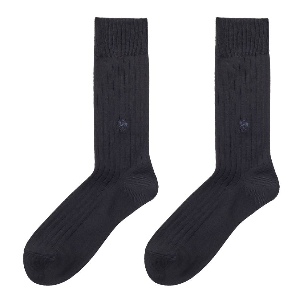 【綿シルケット】リブソックス【SALE】 PL0173 ブラック