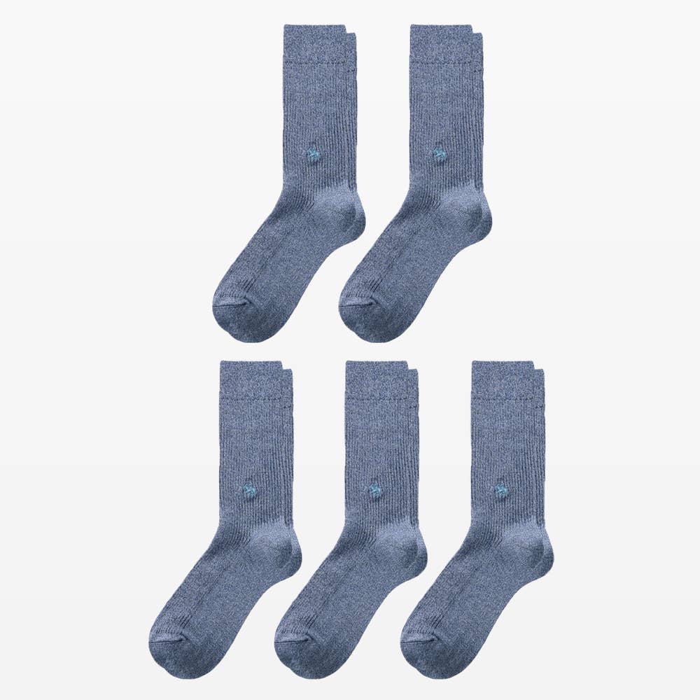 【ネット限定お得5足セット】履く珪藻土クルー丈ソックス【くつしたの日対象】 PL0468 ブルー