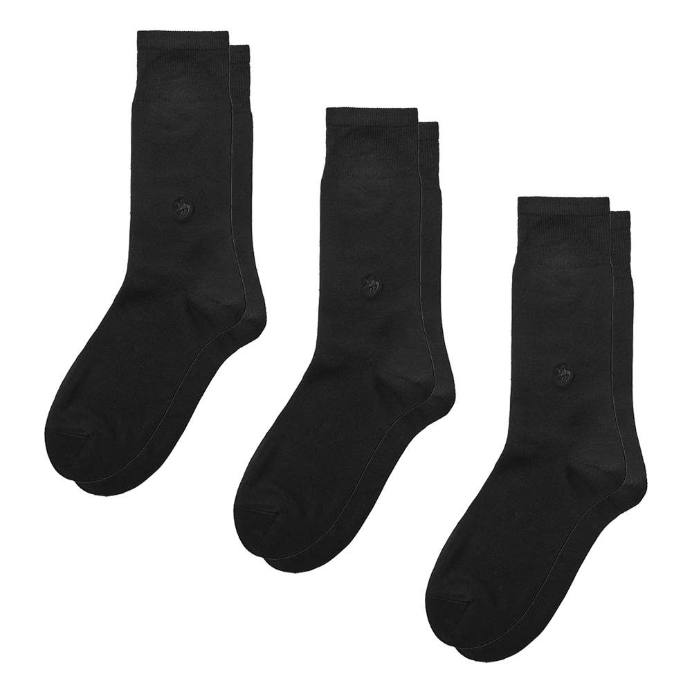 ネット限定3足セット【ウール混】ソックス クルー丈 無地 PL0475 ブラック