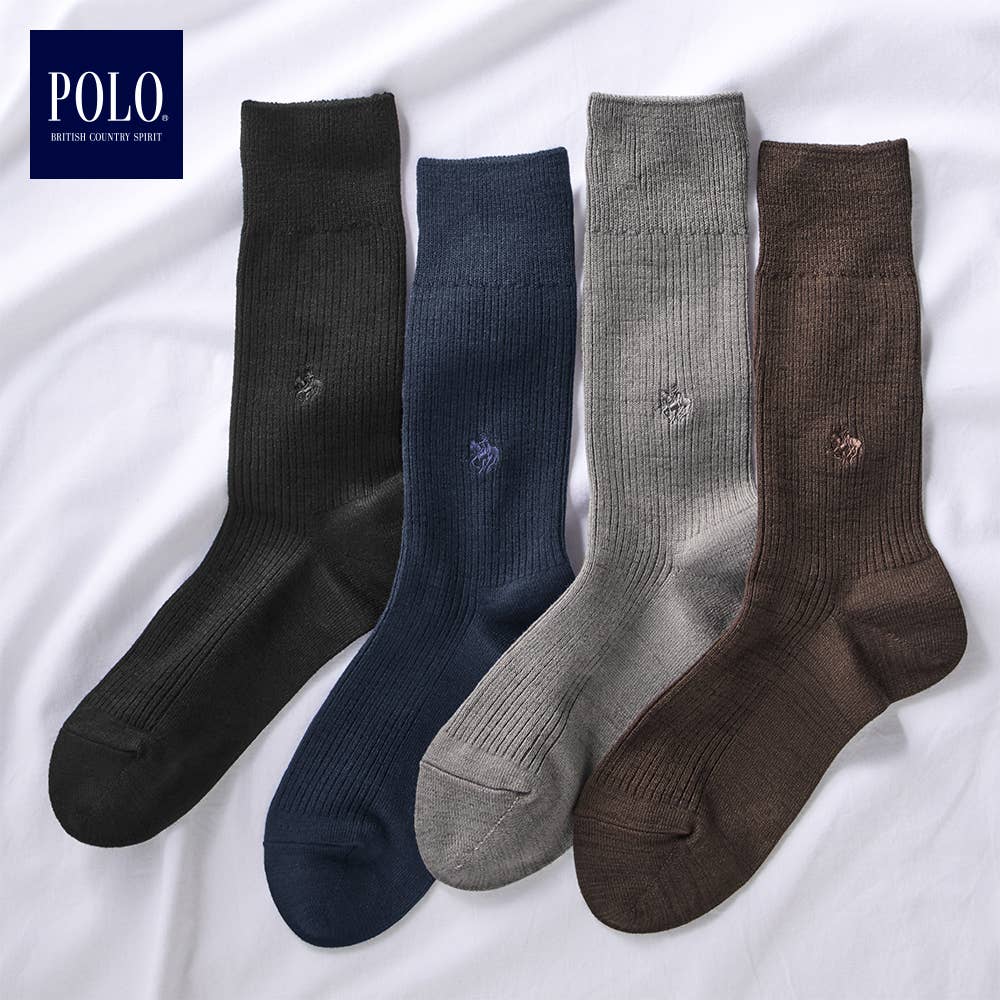 ネット限定3足セット【ウール混】ソックス クルー丈 リブ柄