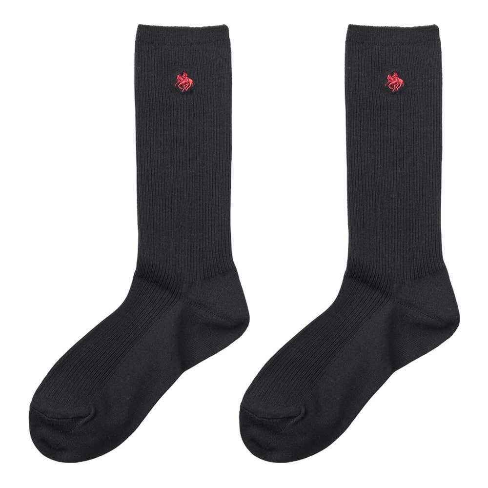 【スクール・表側綿100%】26cm丈ソックス PL0582 ブラック