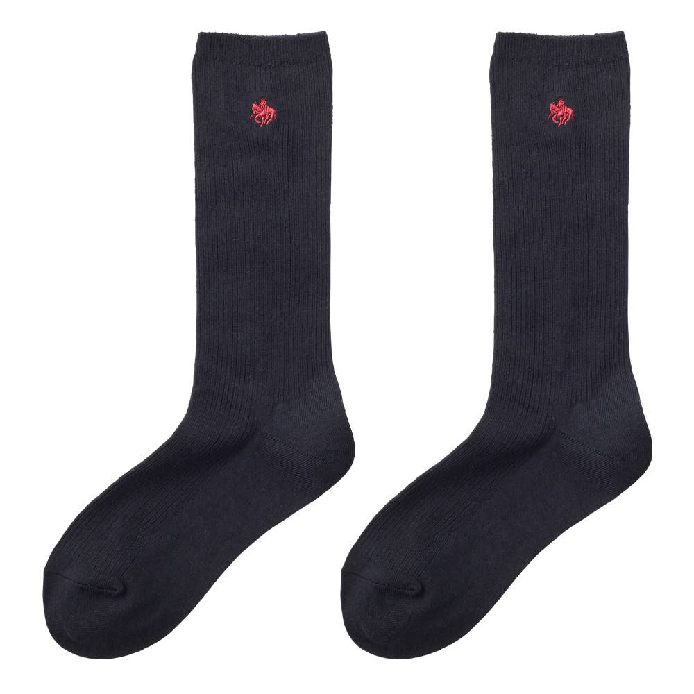 【スクール・表側綿100%】26cm丈ソックス PL0582 ネービー＊エンジ