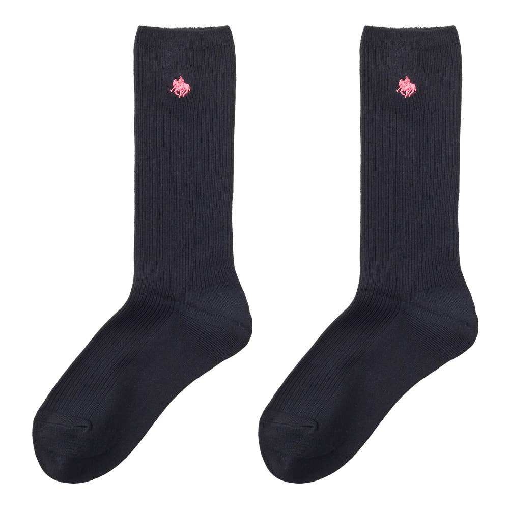 【スクール・表側綿100%】26cm丈ソックス PL0582 ネービー＊ピンク