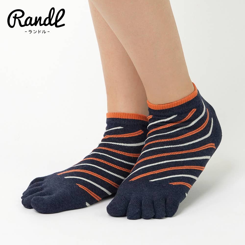 5本指 綿混ストライプ柄靴下 ショート丈 レディース Rlq519 レディース 靴下