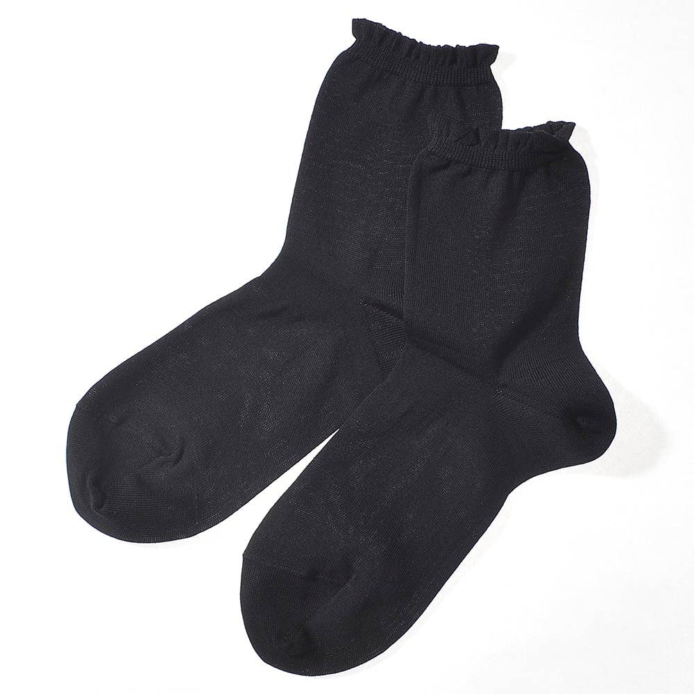 ソックス 綿100 レディース 22 24 ブラック レディース