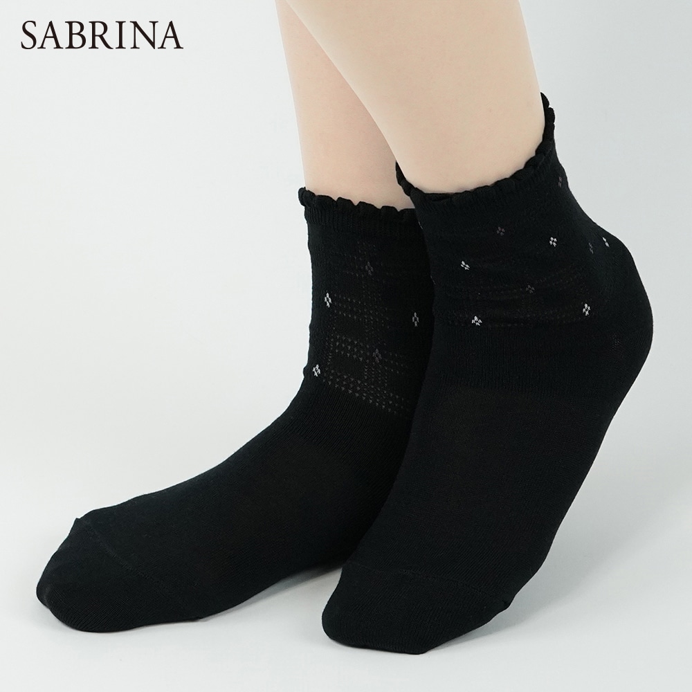 小花チェック柄綿100 クルー丈ソックス Sqp861 レディース 靴下