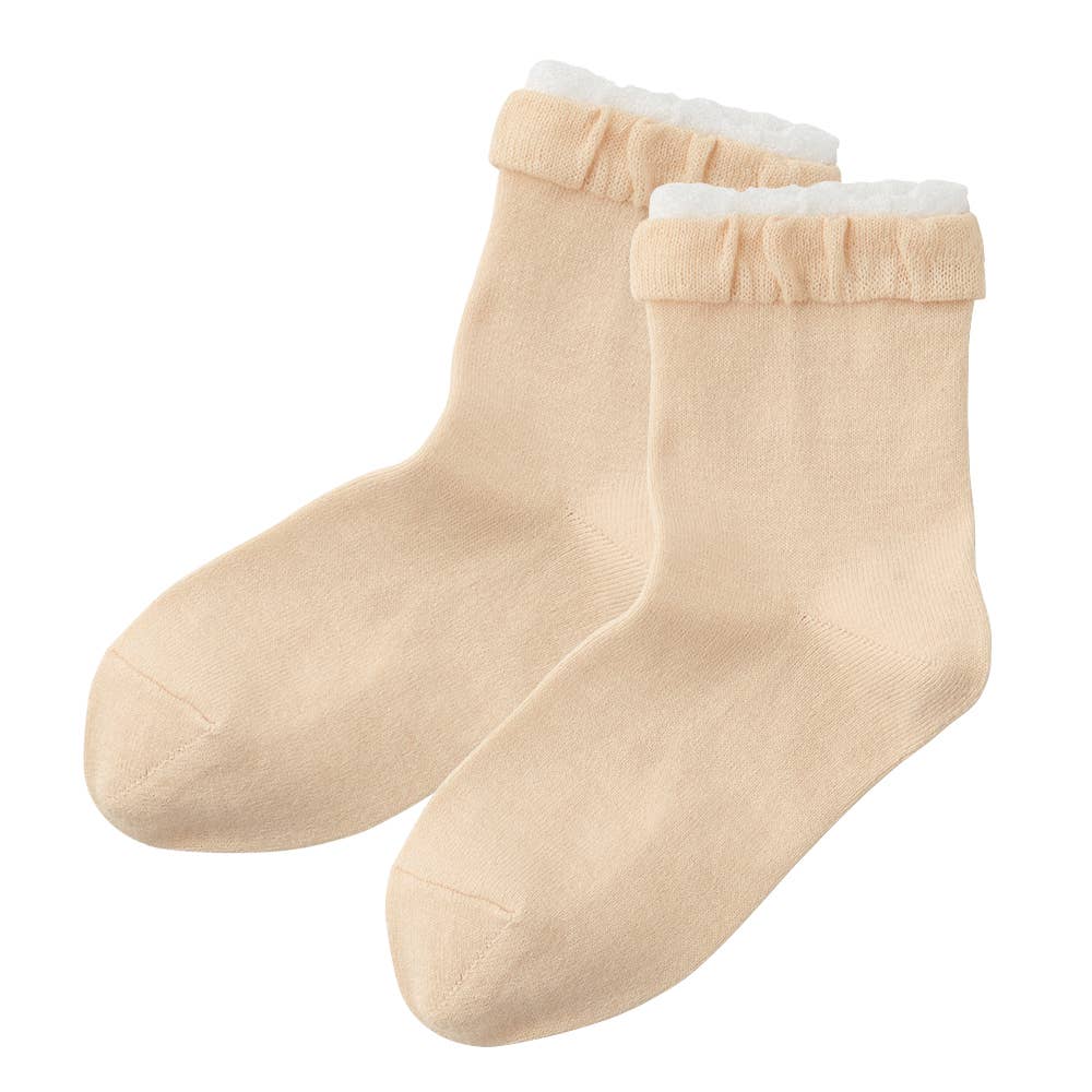 【和紙】 クルー丈ソックス(履き口フリル)【SALE】【くつしたの日対象】 SQR704 ハニーベージュ