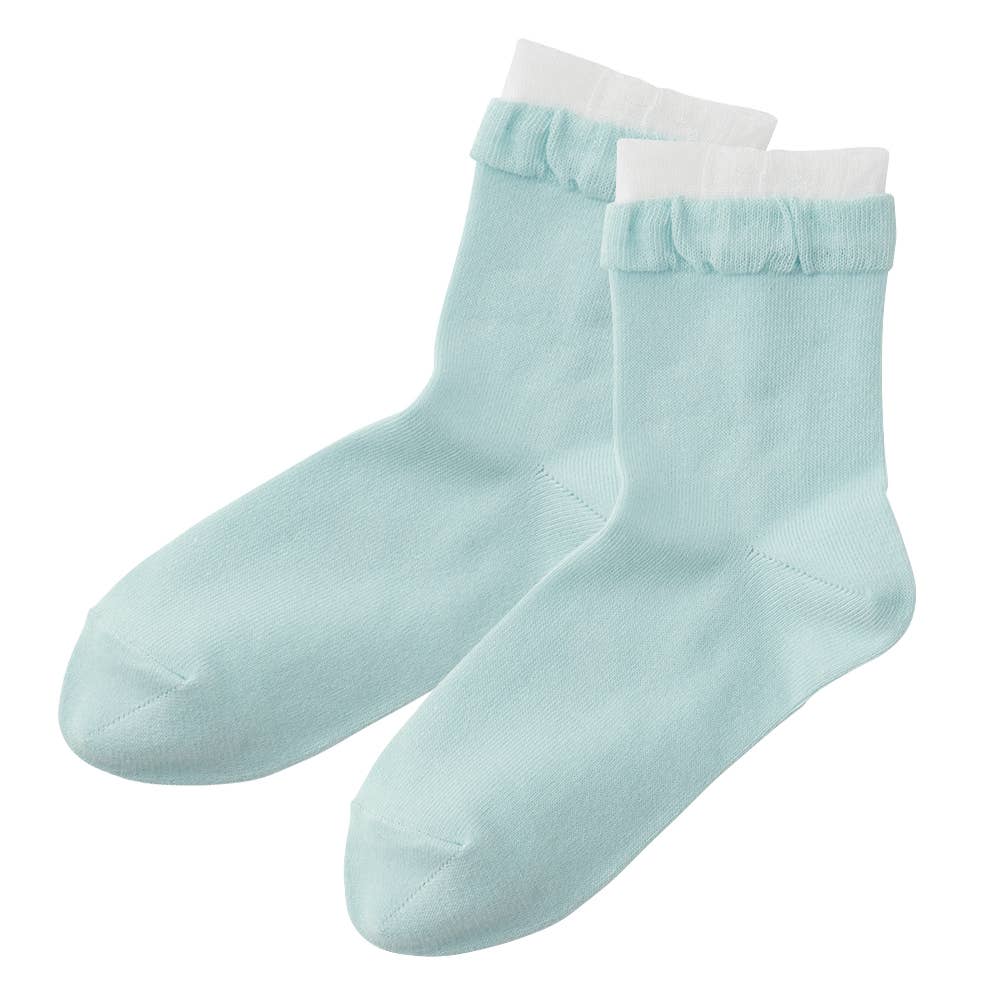 【和紙】 クルー丈ソックス(履き口フリル)【SALE】【くつしたの日対象】 SQR704 ペイルミント