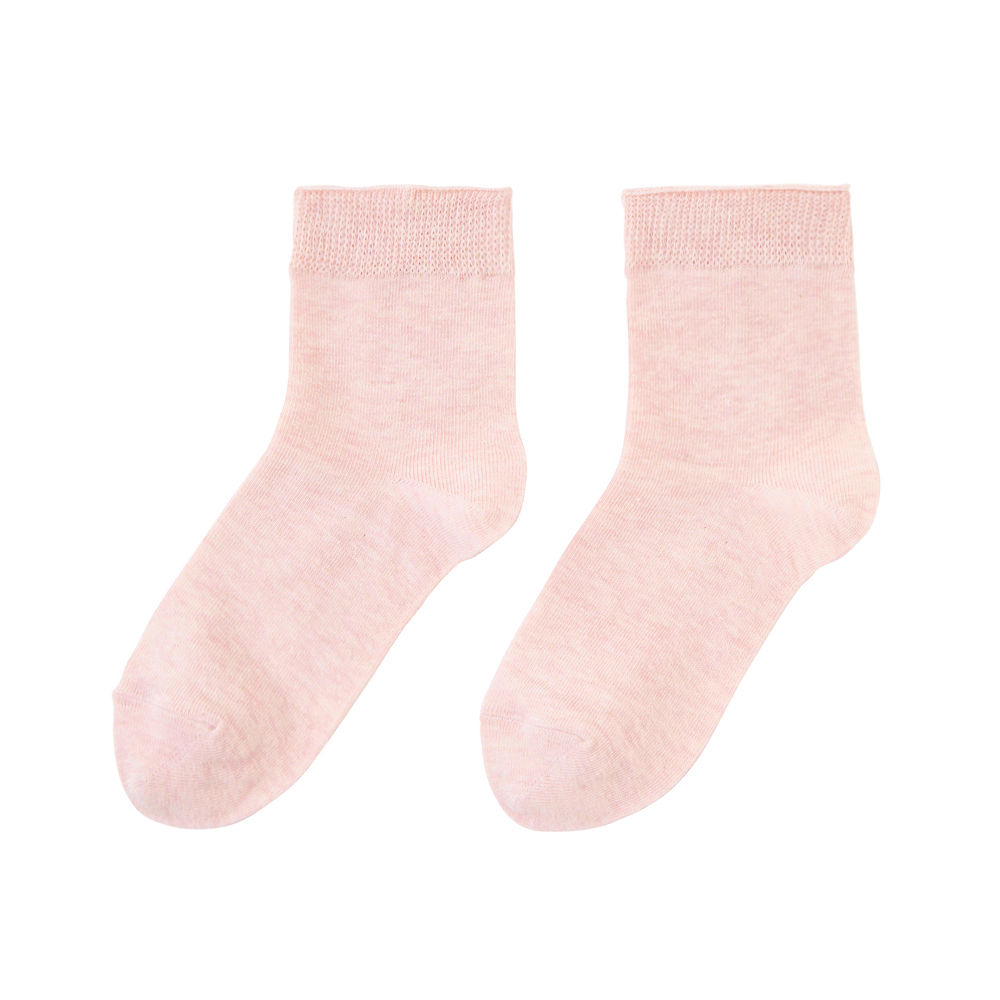 【綿麻】クルー丈無地ソックス【SALE】 SQT868 モクピンク