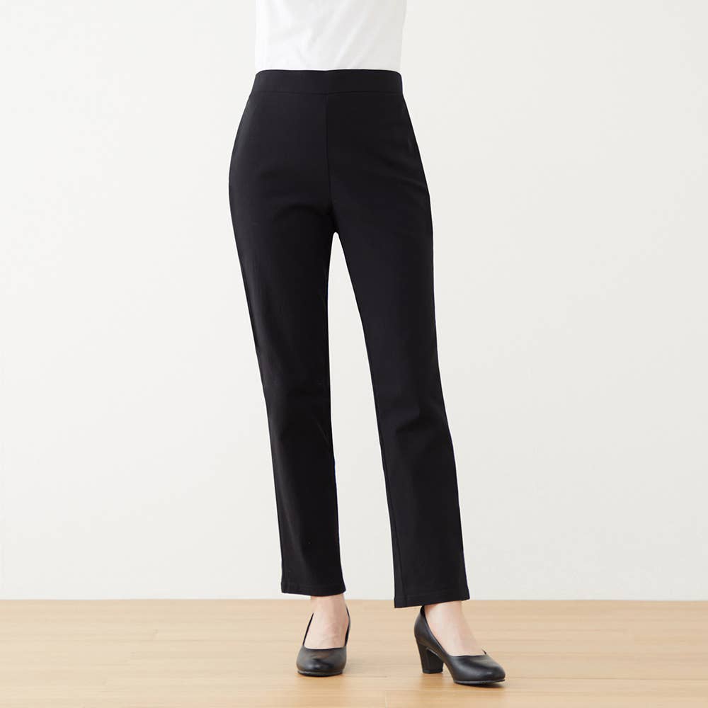 【テーパード・裏起毛】レーヨン混パンツ【SALE】 SQU806 ブラック