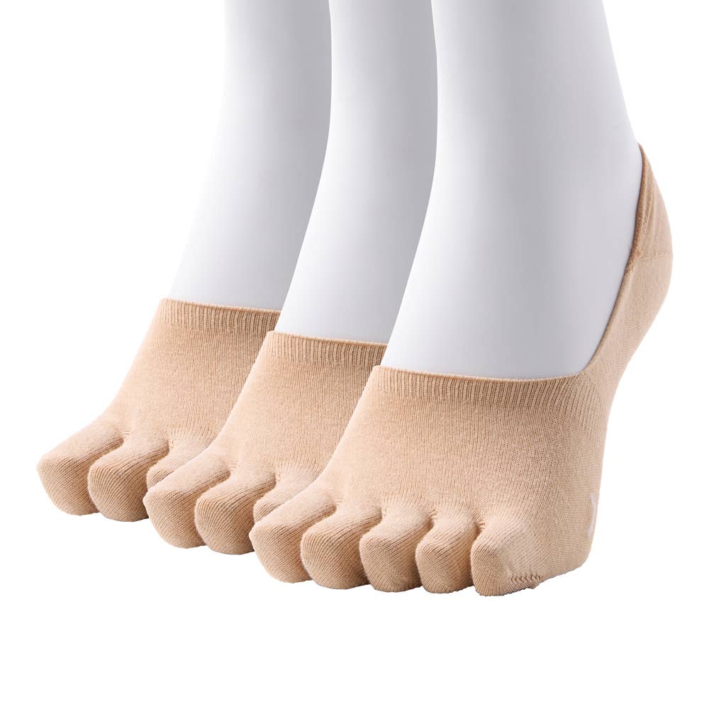 【ネット限定3足セット】5本指・綿混フットカバー SQX984 ナチュラルベージュ