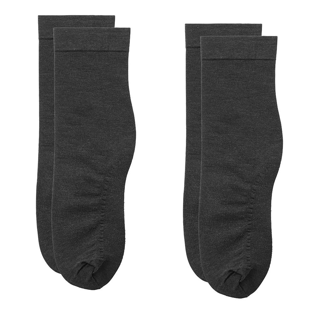 【ネット限定2足セット】綿レーヨンあったかクルー丈ソックス SQY661 ブラック
