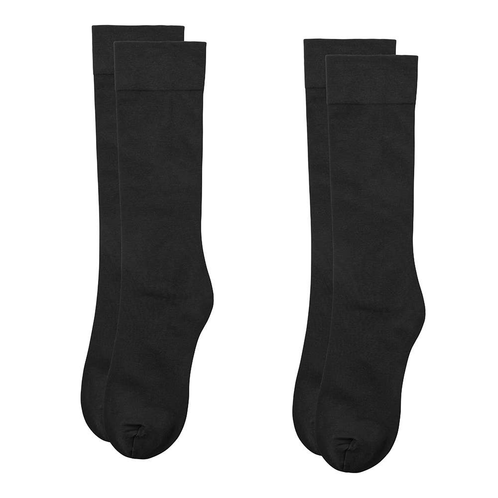 【ネット限定2足セット】綿レーヨンあったかハイソックス SQY662 ブラック