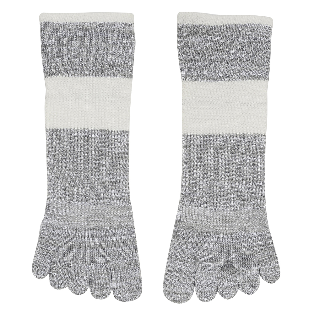 【5本指】アーチサポート付クルー丈ソックス ST0504 ライトグレー