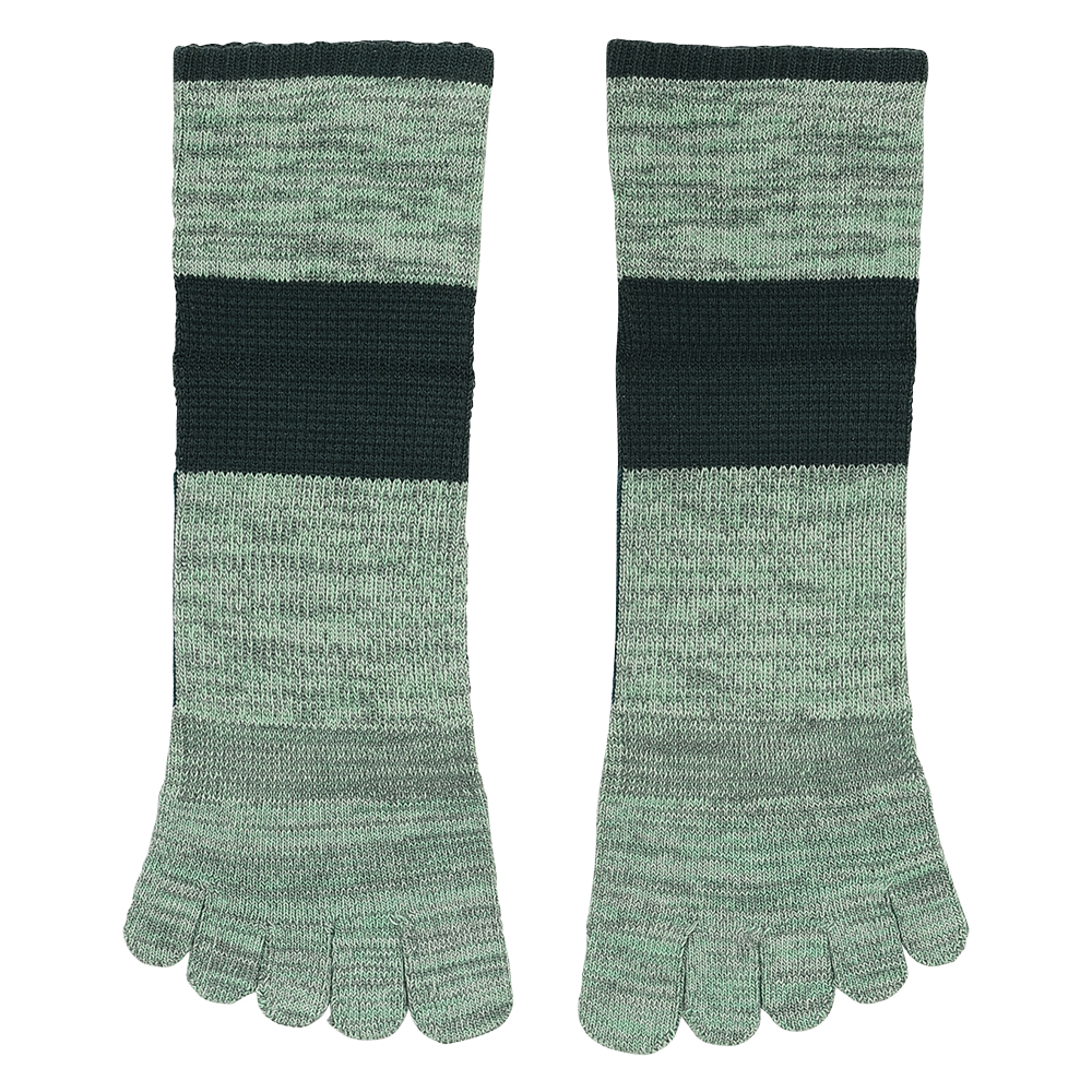 【5本指】アーチサポート付クルー丈ソックス ST0504 モクグリーン