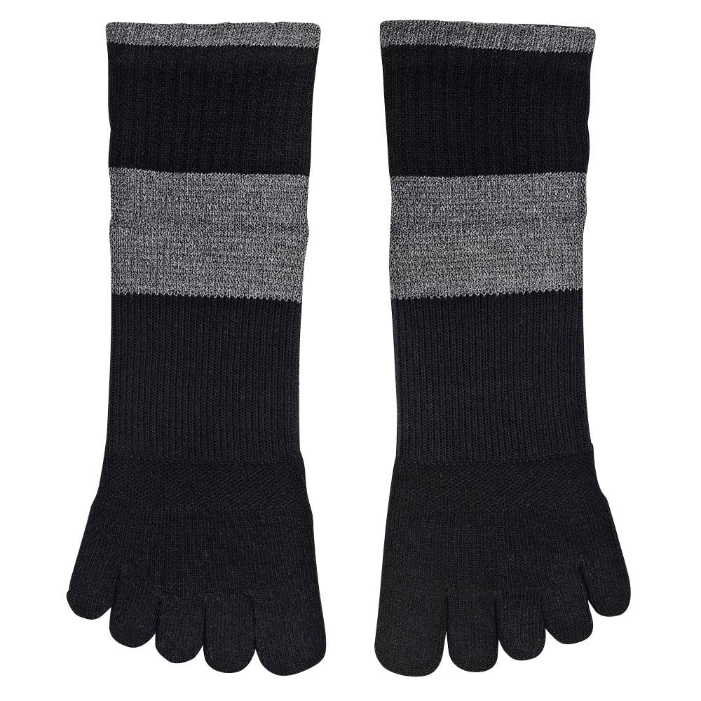 【ネット限定お得3足セット・5本指】アーチサポート付クルーソックス【くつしたの日対象】 ST0804 ブラック