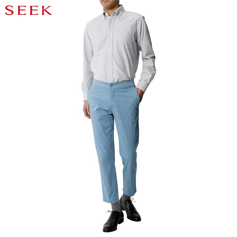 ＜GUNZE グンゼ＞ SEEK(シーク) キュプラ・綿混9分丈レギンスパンツ(メンズ)【送料無料】 グレイッシュサックス M