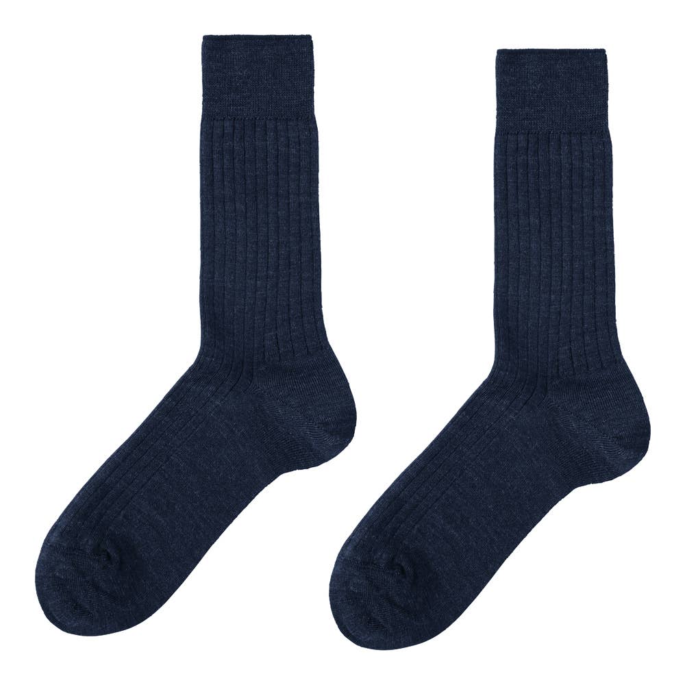 ビジネスソックス ウール×リネン【くつしたの日対象】 SXW094 ネービー